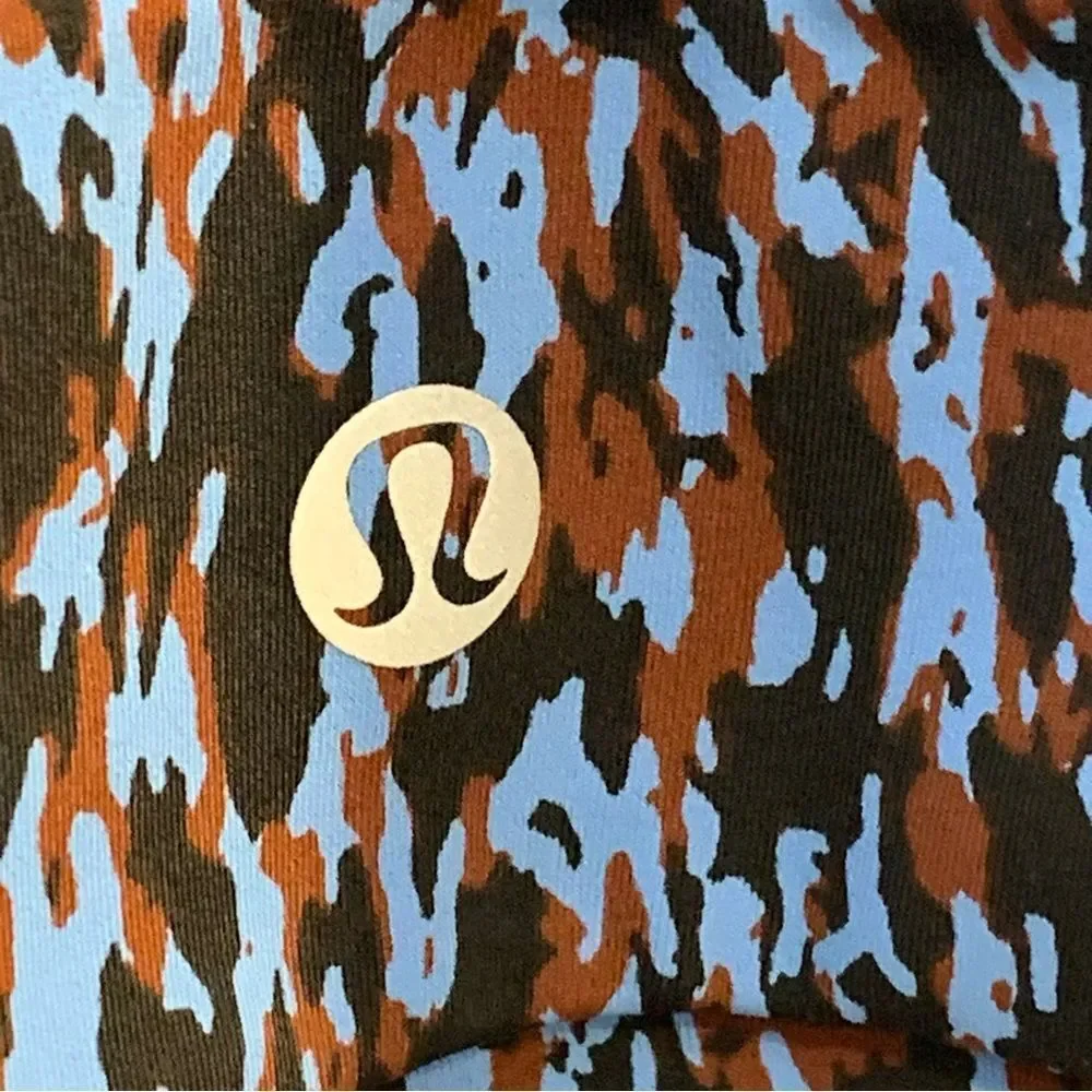 Lululemon Energy High-Neck Longline Tough Bra Leopard Camo Blue Nile Multi